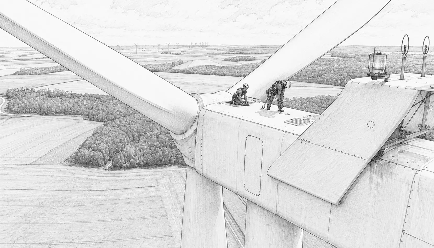 Découvrir nos solutions pour l’éolien terrestre Solutions de sécurité et maintenance pour les techniciens de l’éolien terrestre