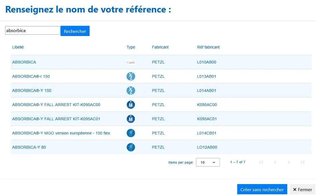 Liste équipements préconfigurés Keep Control